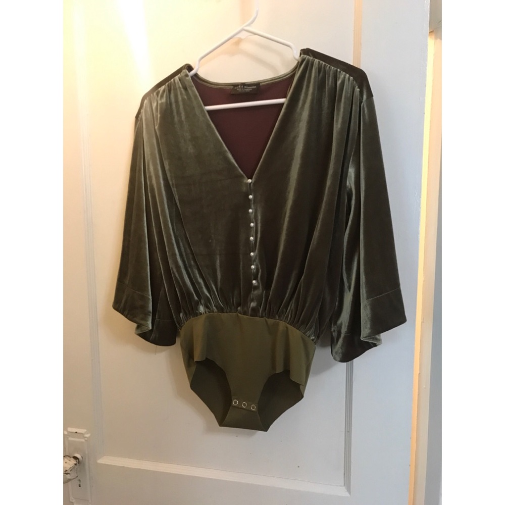 Zara Velvet Bodysuit with Kimono Sleeves